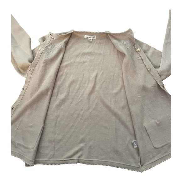 Vintage Tradition  Ivory women Beaded Cardigan Gold Button Up Sweater Sz Large - Picture 4 of 12